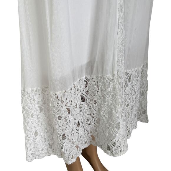 Abercrombie & Fitch White Y2K Lace Midi Dress Boho Coastal Cottagecore Prairie - Picture 6 of 11
